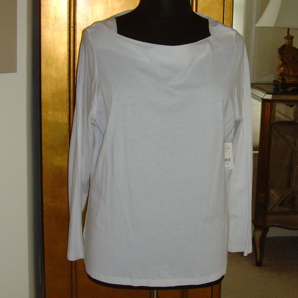 Lord & Taylor Woman White Cotton Tunic Pullover - BRAND NEW - Picture 3 of 7